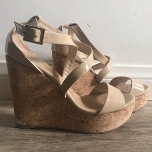 Jimmy Choo Portia cork wedge 38 (NUDE)